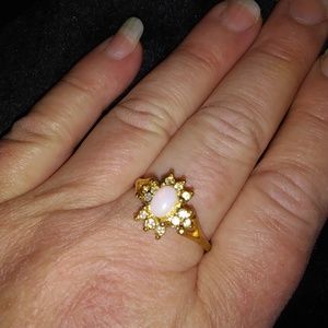 Vintage Opal and Rhinestone Ring